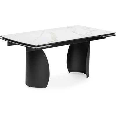 Керамический стол Готланд белый мрамор/черный металл, черный 90x180(240)x79 см