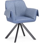 Стул на металлокаркасе Каита металл/ткань, черный/голубой 66x53x86 см - Фото 1