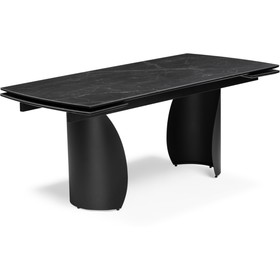 Керамический стол Готланд черный мрамор/черный металл 90x180(240)x79 см