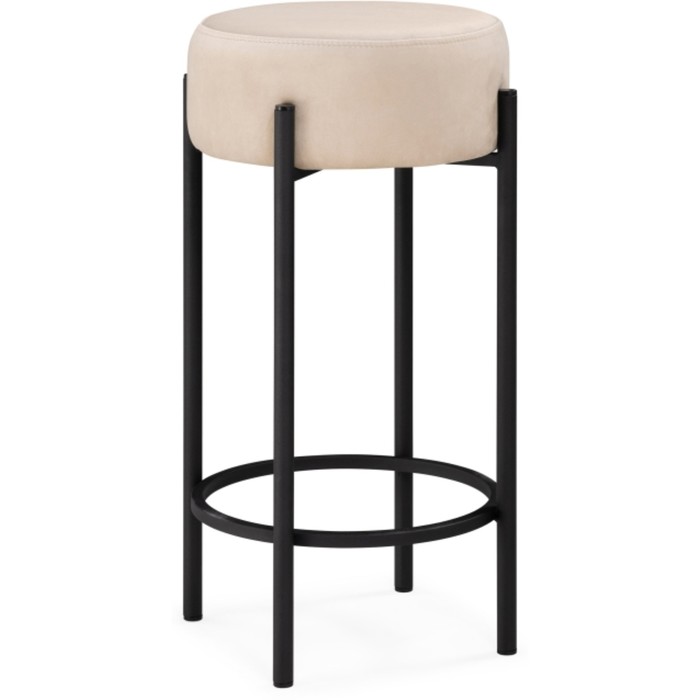 Стул барный Сайпл металл/велюр, черный/бежевый 40x40x74 см - Фото 1