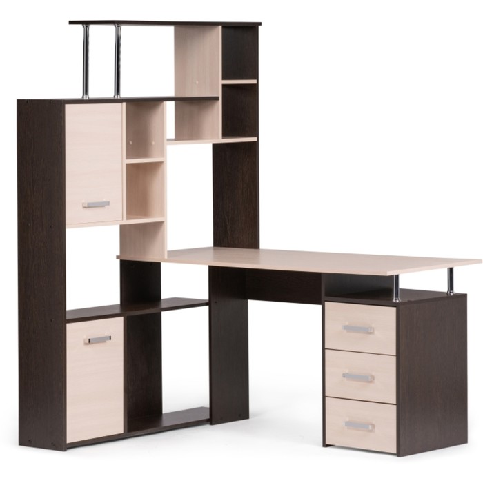Компьютерный стол КС-15 левый, ЛДСП, венге/дуб молочный 142,7x130x175,2 см