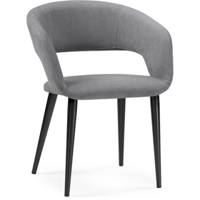 Стул на металлокаркасе Торган катания сильвер, металл/велюр, черный/серый 59x60x76 см