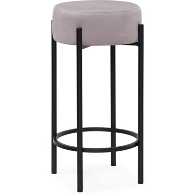 Стул барный Сайпл MR-28 металл/велюр, черный/серый 40x40x74 см