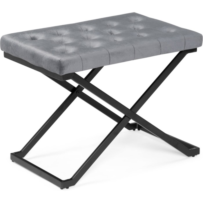 Табурет German металл/велюр, черный/серый 64x43x49 см - Фото 1