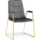 Стул на металлокаркасе Lana металл/велюр, золотой/серый 57x56x88 см - Фото 1
