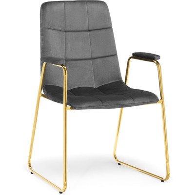 Стул на металлокаркасе Lana металл/велюр, золотой/серый 57x56x88 см