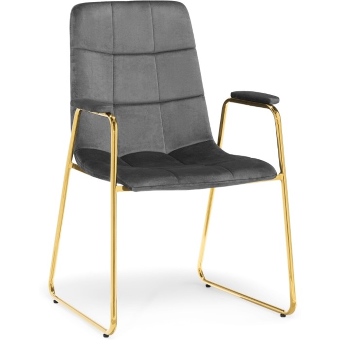 Стул на металлокаркасе Lana металл/велюр, золотой/серый 57x56x88 см - Фото 1