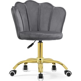 Компьютерное кресло Bud grey, металл/велюр, золотой/серый 55x47x75 см