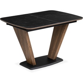 Керамический стол Петир МДФ/металл, орех/черный 80x120(160)x75 см