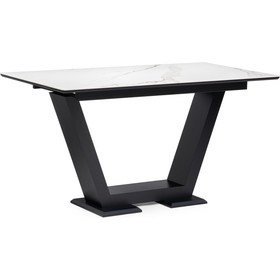 Керамический стол Иматра МДФ, черный/белый мрамор 80x140x76 см