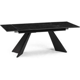 Керамический стол Ливи металл, черный/черный мрамор 80x140x78 см