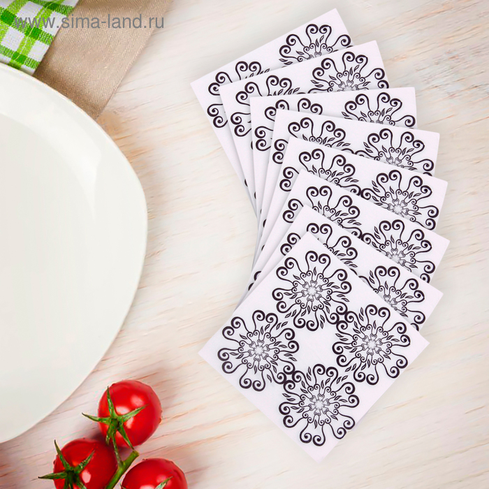 Салфетки бумажные (набор 20 шт.) «Эскиз» 33×33 см, чёрные - Фото 1