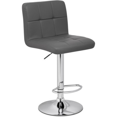Стул барный Paskal металл/экокожа, хром/серый 43x53x89 см