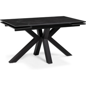 Керамический стол Бронхольм черный мрамор/черный металл, черный 80x140x77 см