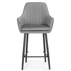 Стул барный Райнер MR -11 металл/велюр, черный/серый 57x57x105 см - Фото 2