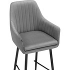 Стул барный Райнер MR -11 металл/велюр, черный/серый 57x57x105 см - Фото 5