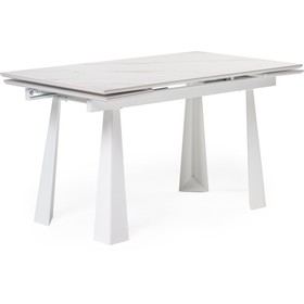 Обеденный стол Бэйнбрук белый мрамор/белый металл, белый 80x140x76 см