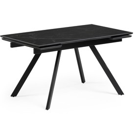 Обеденный стол Габбро черный мрамор/черный металл, черный 80x140x76 см