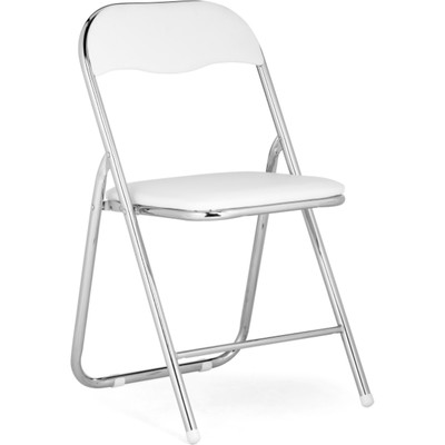 Стул на металлокаркасе Fold 1 складной, металл/экокожа, хром/белый 43x40x77 см
