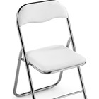 Стул на металлокаркасе Fold 1 складной, металл/экокожа, хром/белый 43x40x77 см - Фото 6