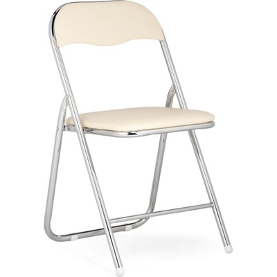 Стул на металлокаркасе Fold 1 складной, металл/экокожа, хром/бежевый 43x40x77 см