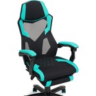 Кресло игровое Brun пластик/ткань/сетка, черный/черный/голубой 61x55x110 см - Фото 8