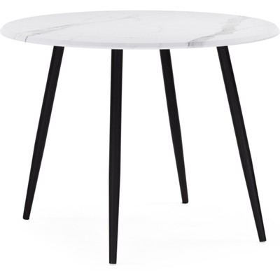 Стол деревянный Абилин мрамор белый/черный матовый металл, черный 100x100x76 см