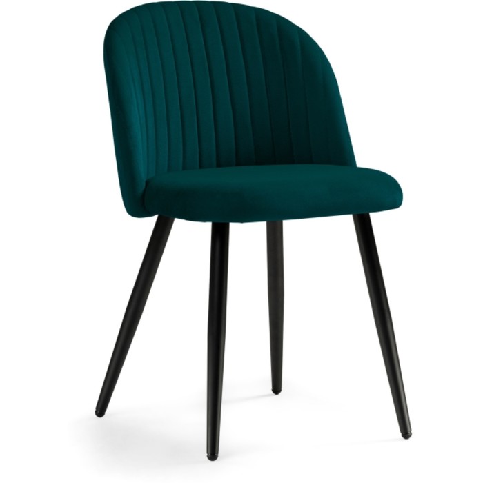 Стул на металлокаркасе Gabi 1 металл/велюр, черный/зеленый 50x54x78 см - Фото 1