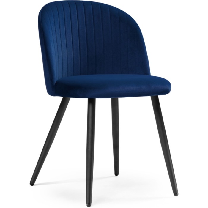 Стул на металлокаркасе Gabi 1 металл/велюр, черный/синий 49x53x79 см - Фото 1