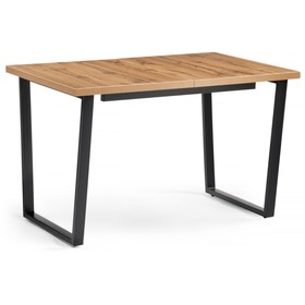 Стол деревянный раскладной Лота Лофт черный матовый /дуб вотан металл 75x120x75 см
