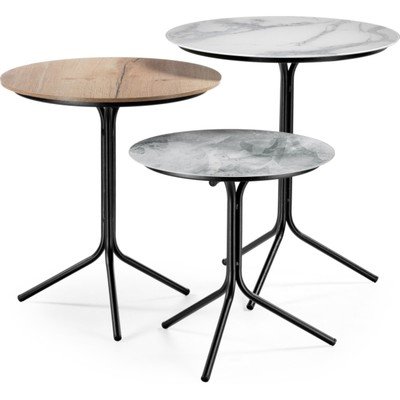 Комплект столиков Рускус белый мрамор/серый мрамор/галифакс металл, черный 52x52x58,2 см