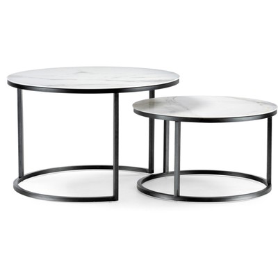Комплект столиков Плумерия белый мрамор/черный металл, черный 60,5x60,5x39,5 см