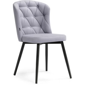 Стул на металлокаркасе Алиссум velutto 49 металл/велюр, черный/серый 48x54x85 см
