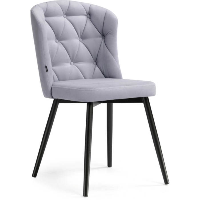 Стул на металлокаркасе Алиссум velutto 49 металл/велюр, черный/серый 48x54x85 см - Фото 1