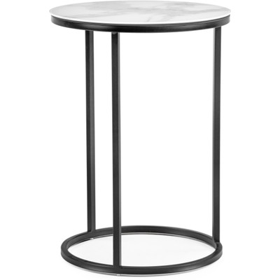 Журнальный стол Иберис белый мрамор/черный металл 40x40x56 см
