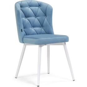 Стул на металлокаркасе Алиссум velutto 46 металл/велюр, белый/синий 48x54x85 см