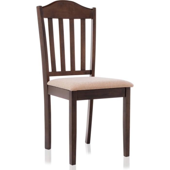 Стул деревянный Midea массив гевеи/ткань, орех/бежевый 43x48x94 см - Фото 1