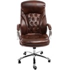 Кресло для руководителя Rich металл/экокожа, хром/коричневый 67x75x117 см - Фото 2