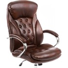 Кресло для руководителя Rich металл/экокожа, хром/коричневый 67x75x117 см - Фото 5