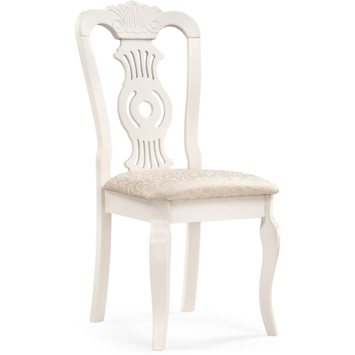 Стул деревянный Lomar массив гевеи, белый/бежевый 46x58x98 см - Фото 1