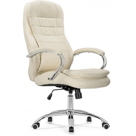 Кресло для руководителя Tomar металл/экокожа, хром/бежевый 68x68x119 см