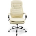 Кресло для руководителя Tomar металл/экокожа, хром/бежевый 68x68x119 см - Фото 2