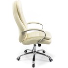 Кресло для руководителя Tomar металл/экокожа, хром/бежевый 68x68x119 см - Фото 4