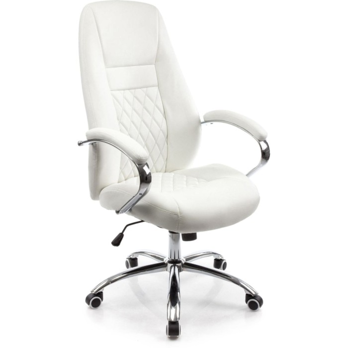 Кресло для руководителя Aragon металл/экокожа, хром/белый 62x72x115 см - Фото 1