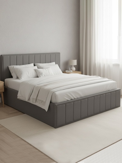 Кровать двуспальная «Лана», с мягким изголовьем, с подъёмным механизмом, 1600×2000 мм, велюр, цвет графит