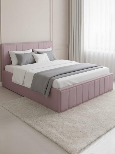 Кровать двуспальная «Лана», с мягким изголовьем, с подъёмным механизмом, 1600×2000 мм, велюр, цвет пудра