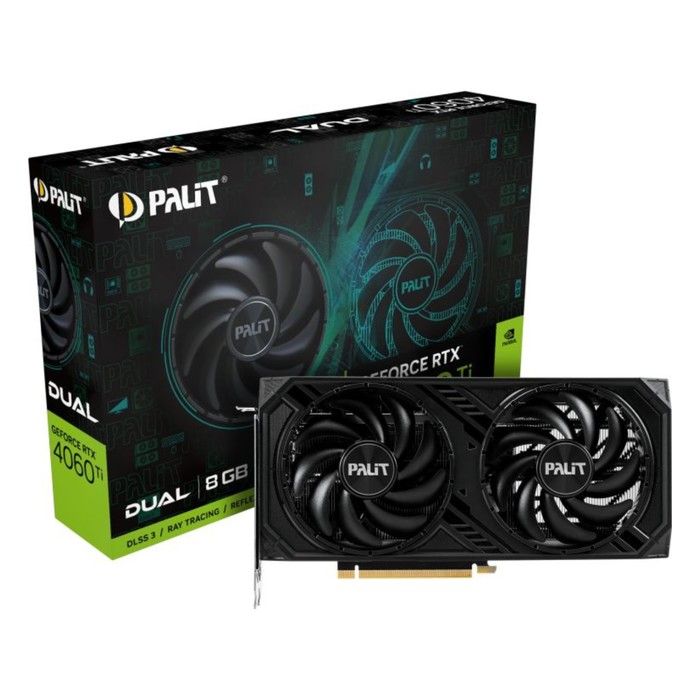 Видеокарта Palit PCI-E 4.0 RTX4060TI DUAL NVIDIA GeForce RTX 4060TI 8Gb 128bit GDDR6 2310/1   106497 - фото 51594975