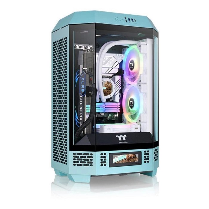 Корпус Thermaltake The Tower 300 Turquoise голубой без БП miniITX 7x120mm 5x140mm 2xUSB3.0   1064980 - фото 51589256