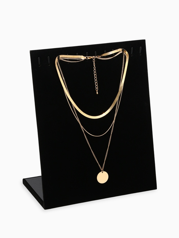 Подставка для кулонов, цепочек и браслетов QF, 12 крючков 20×9×25.5 см, бархатная, чёрная - Фото 1