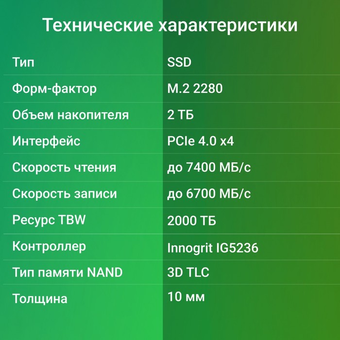 Накопитель SSD Digma PCIe 4.0 x4 2TB DGST4002TG33T Top G3 M.2 2280 - фото 51589798